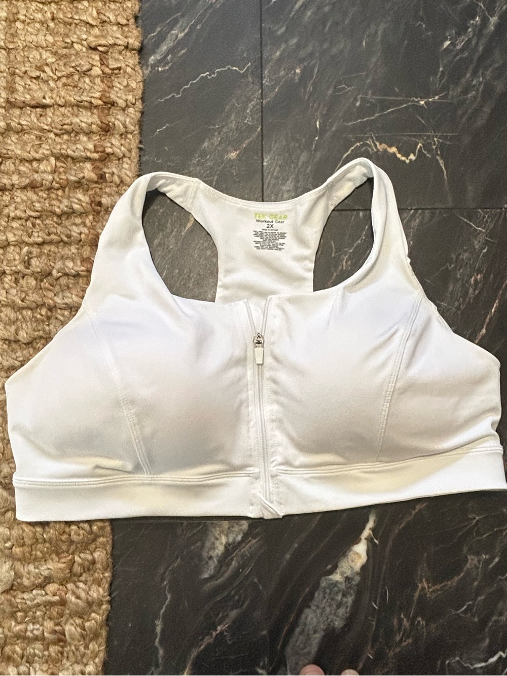 tek gear White Front-Zip Racerback Sports Bra